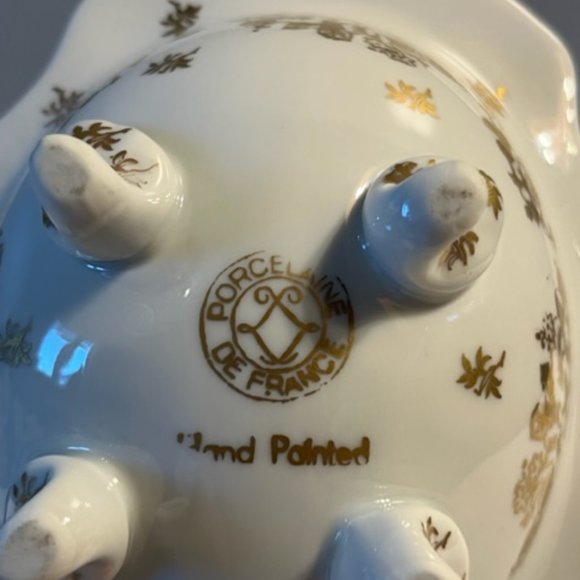 porcelain de France Gold Gild trinket compote candy dish Vintage - Picture 3 of 5